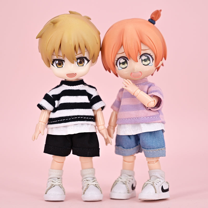 Ob11 Doll Clothes SKnitted Patchwork T-shirt Suitable For 12 Points Doll GSC Molly P9 P10 YMY UFDoll Obitsu11 Doll Clothes Tops Accessories Gifts
