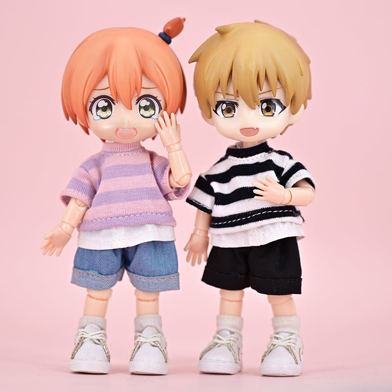 Ob11 Doll Clothes SKnitted Patchwork T-shirt Suitable For 12 Points Doll GSC Molly P9 P10 YMY UFDoll Obitsu11 Doll Clothes Tops Accessories Gifts