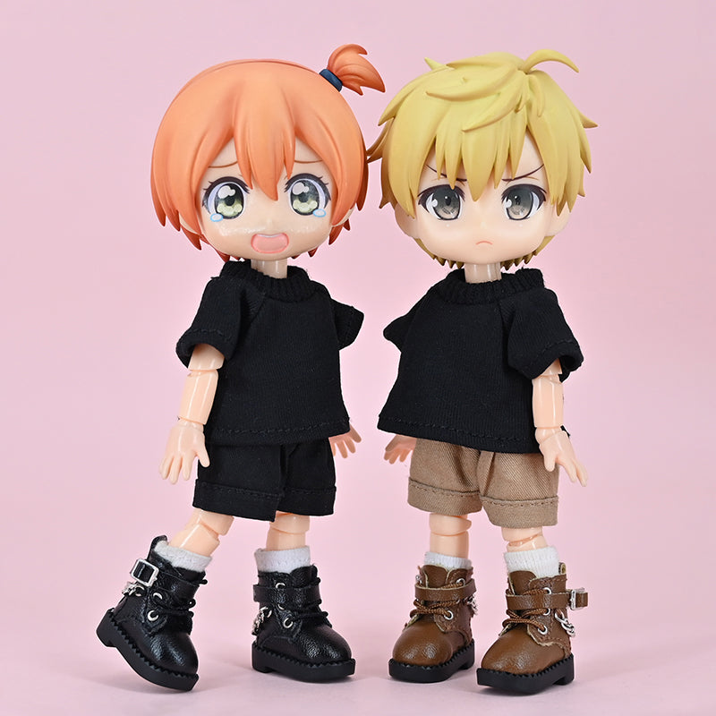 Ob11 Doll Shoes，Cool Biker Boots，Obitsu11 High-Top Shoes，Suitable For 1/12 BJD GSC P9 P10 YMY UFDoll Shoes Accessories Gifts