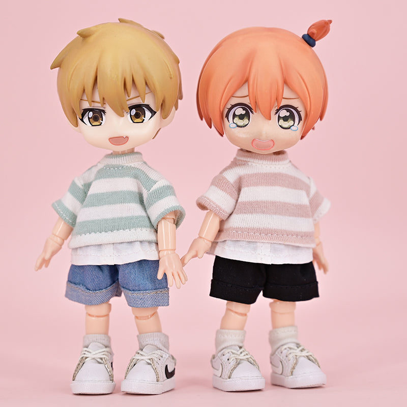 Ob11 Doll Clothes SKnitted Patchwork T-shirt Suitable For 12 Points Doll GSC Molly P9 P10 YMY UFDoll Obitsu11 Doll Clothes Tops Accessories Gifts