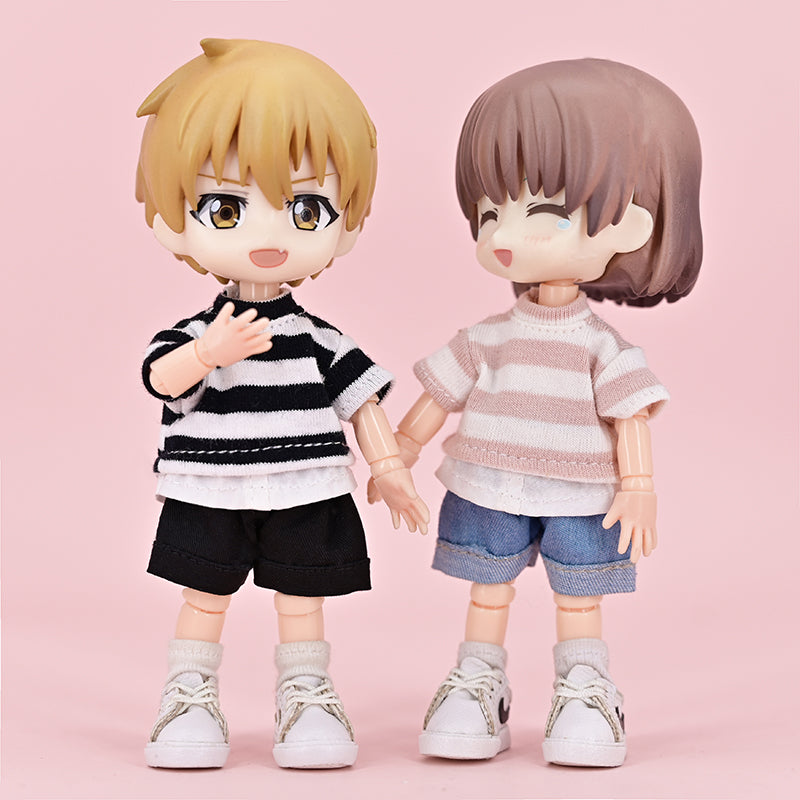 Ob11 Doll Clothes SKnitted Patchwork T-shirt Suitable For 12 Points Doll GSC Molly P9 P10 YMY UFDoll Obitsu11 Doll Clothes Tops Accessories Gifts